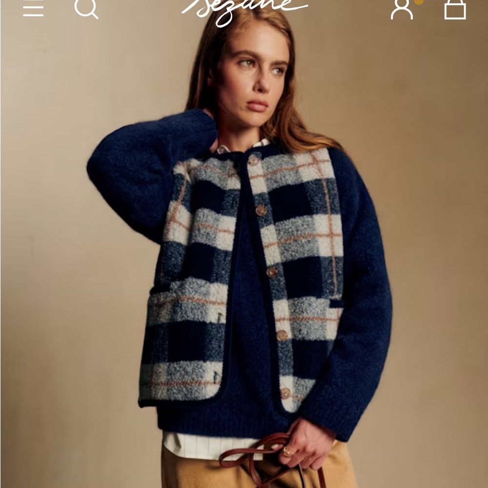 Sezane Fred Vest - Plaid Sherpa Vest - Picture 4 of 6